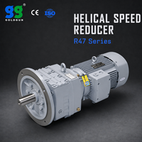 Moteur réducteur hélicoïdal industriel en ligne série GOLDGUN R47 1,5 kW avec arbre de sortie plein pour convoyeurs et machines minières