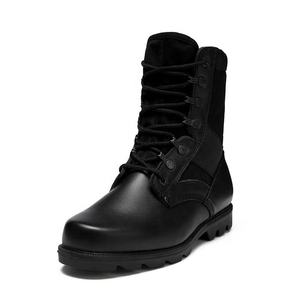 Bottes de combat tactiques en cuir fendu avec semelle en caoutchouc noir et tige Oxford - Product Image 2