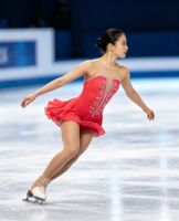 Robe de patinage artistique sans manches rouge ornée de strass pour filles et femmes, idéale pour les compétitions et les spectacles sur glace