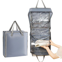 Sac de rangement pour chaussures de voyage Oxford avec fermeture éclair, portable, pliable, 6 compartiments, pour hommes et femmes, résistant à l'eau, durable