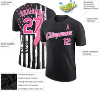 Maillot de baseball personnalisé avec ruban rose, design de sensibilisation au cancer du sein, impression numérique, respirant, séchage rapide, nom personnalisé