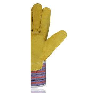 Gants industriels gants de Construction en croûte de cuir de vache jaune, coton à l'arrière, manchette caoutchoutée de différentes tailles - Product Image 5