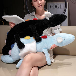 Giocattoli di peluche con drago volante in gelatina che giacciono con drago bianco <span class=keywords><strong>nero</strong></span> della neve <span class=keywords><strong>dinosauro</strong></span> di pezza bambole di animali di peluche per bambini - Product Image 1