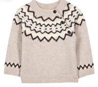 Pull-over en tricot jacquard Fair Isle personnalisé OEM ODM pour garçons, chaud pour l'hiver, avec boutons latéraux, pour tout-petits et enfants, respirant et écologique