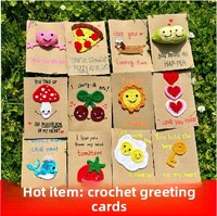 Carte de vœux artisanale au crochet pour la fête des enseignants, petite carte en forme de gâteau avec motif floral