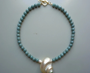 สร้อยคอไข่มุกเปลือกหอยหยกทำด้วยมือเครื่องประดับลูกปัดอัญมณีธรรมชาติสร้อยคอสไตล์ชายฝั่งที่หรูหราขายส่ง - Product Image 2