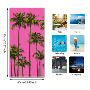 Serviette de <span class=keywords><strong>plage</strong></span> rose pâle à motif de palmiers, surdimensionnée, séchage rapide, légère, sans sable, pour voyage, piscine, camping - Product Image 6