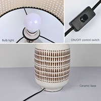 Lampe de chevet artistique moderne et créative pour chambre à coucher, avec ampoule halogène E26 E27, base en céramique et abat-jour en bambou