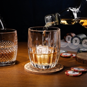 10oz Old Fashioned <b>Rocks</b> Glasses Bar Glass Spirits Cup Striped Embossed <b>Whiskey</b> Tumbler - Product Image 4