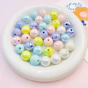 Wholesales customized 16mm bubblegum UV round acrylic beads bracelet mixed color micangas loose plastic beads for Jewelry making