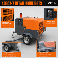 Compresseur à vis portable QIYUN, neuf, mobile, diesel, refroidi par air, sans huile, silencieux, pour usage minier