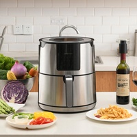 Friteuse à air électrique intelligente moderne en acier inoxydable de 5 L haute puissance avec écran LCD, commande numérique et surface antiadhésive pour usage domestique A+