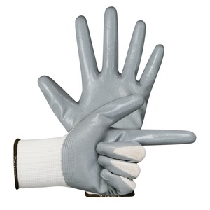 Gants de travail en polyester/nylon + NBR anti-impact, sans silicone, sans poudre, tricotés élastiques, avec paume micro-sable et revêtement micro-sable sur le poignet - Product Image 3