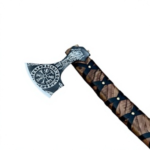 Handmade Custom Carbon Steel <b>Axe</b> Industrial Grade Bearded Survival Outdoor <b>Axe</b> with Wooden <b>Handle</b> for Camping with Sheath - Product Image 4