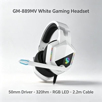 Casque de jeu filaire supra-auriculaire Aesonic GM-889MV en gros avec éclairage RGB, faible latence, son stéréo, suppression du bruit ENC, IPX7