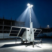 Panneaux solaires mobiles portables, remorques d'éclairage LED avec éclairage LED de 1200W pour l'éclairage des chantiers de construction