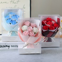 Nouveau Bouquet de Roses Artisanal pour la Saint-Valentin et le Festival Qixi, Boîte Cadeau en PVC, Décoration de Bureau Champêtre et Rustique