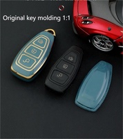 Étui de protection complet en TPU souple avec bord doré pour clé télécommande intelligente Ford Edge Explorer Taurus Lincoln - Résistant aux rayures et léger