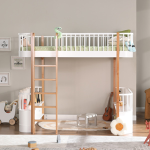 Casa de Juegos Ecológica de Madera Natural con Piso Bajo para Niños, Muebles para Habitación Infantil, Cama Litera de Madera para Niños - Product Image 3