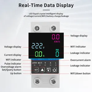 Disjoncteur intelligent WiFi TUYA pas cher AC63A avec relais de réenclenchement automatique, interrupteur sur rail DIN, compteur de consommation électrique et protection contre les surtensions - Product Image 2