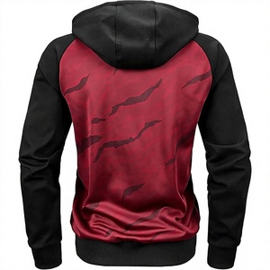 Sudadera con Capucha de Camuflaje Roja para Hombre, Manga Raglán, Transpirable, Corte Regular, Estilo Deportivo, Logotipo Frontal con Estampado por Sublimación - Product Image 2