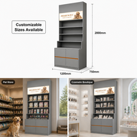 Vitrine de présentation pour animalerie en bois ultra-haute, directement d'usine, avec éclairage remplaçable, étagères ouvertes, base de rangement, taille personnalisée