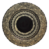 Assiettes de présentation en verre décoratives haut de gamme pour mariage, vente en gros, luxe, rondes, noir et or, 13 pouces, pour événements de mariage, hôtel