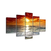 Vente belle peinture de paysage marin ensemble toile paysage océan plage 5 panneaux Art mural sur toile cadre d'impression sur toile Art mural sur toile