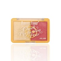 Palette de blush et illuminateur double couleur Cheek Perfection Pair, avec motif sourire en relief, deux en un, maquillage compact pour les joues