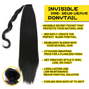 Cola de caballo ondulada larga y rizada de alta calidad al por mayor con peine invisible, piezas de pelo sintético, extensión de pelo de cola de caballo - Product Image 3