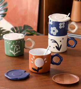 Tasse de style peinture à l'huile rétro, design unique et élégant, tasse à café de bureau peinte à la main, tasse à lait au design de niche - Product Image 2