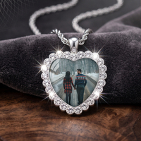 Collier personnalisable en forme de cœur avec photo de couple, diamant, accessoire long commémoratif