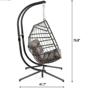 Dos personas colgando huevo <span class=keywords><strong>silla</strong></span> asientos dobles ratán columpio con <span class=keywords><strong>base</strong></span> en forma de U - Product Image 2
