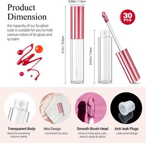 Tubos de Brillo Labial Personalizados de 5 ml y Caja de Empaque con Tapa Rosada, Sello Dorado, Material PETG/ABS, Marca Privada - Product Image 3
