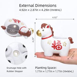 กระถางต้นไม้เรซิ่นรูปม้า ปีม้า 2026 นำโชค ฮวงจุ้ย เสริมทรัพย์ รูปทรงม้า สีขาว แดง ดำ สำหรับตกแต่งบ้านและสำนักงาน - Product Image 2