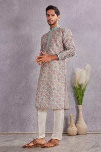 Kurta en coton traditionnel indo-occidental, coupe classique, vêtement décontracté, style Inde-Pakistan pour hommes, pour fêtes et mariages - Product Image 5