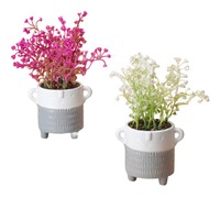 Pot Bunga Keramik Bulat Kecil Mini Planter Meja Desain Modern Untuk Penggunaan Dalam/Luar Ruangan