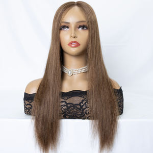 Erstklassige Europäische Echthaar-Perücke Braun Seidig Glatt Silikonkappe Silk Top Medizinische Perücken für Alopezie - Product Image 3