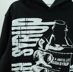 Sudadera con Capucha de Alta Calidad, 100% Algodón, Unisex, Tejido Transpirable, Estilo Urbano, Holgada, con Estampado Hip Hop, COUPH SYRUP - Product Image 2