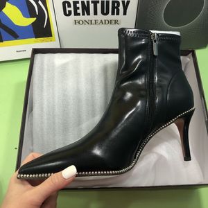 Botines Mujer Sexy Black Rhinestone Fall Shoes Pointy Stiletto Heel Ankle Boots for Woman - Product Image 6