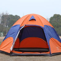 Tentes de plage pliantes automatiques hexagonales à double étage, ultralégères, en Oxford, pour voyages en famille, imperméables, pour le glamping