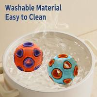 Balle de jeu pour chien double couche avec son et lumière, en caoutchouc naturel, motif anémone, pour l'auto-entretenissement, le nettoyage des dents et la distribution de friandises, amusante