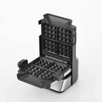 Gaufrier belge vertical électrique en acier inoxydable avec plaques antiadhésives, thermostat réglable et poignée froide au toucher pour usage domestique
