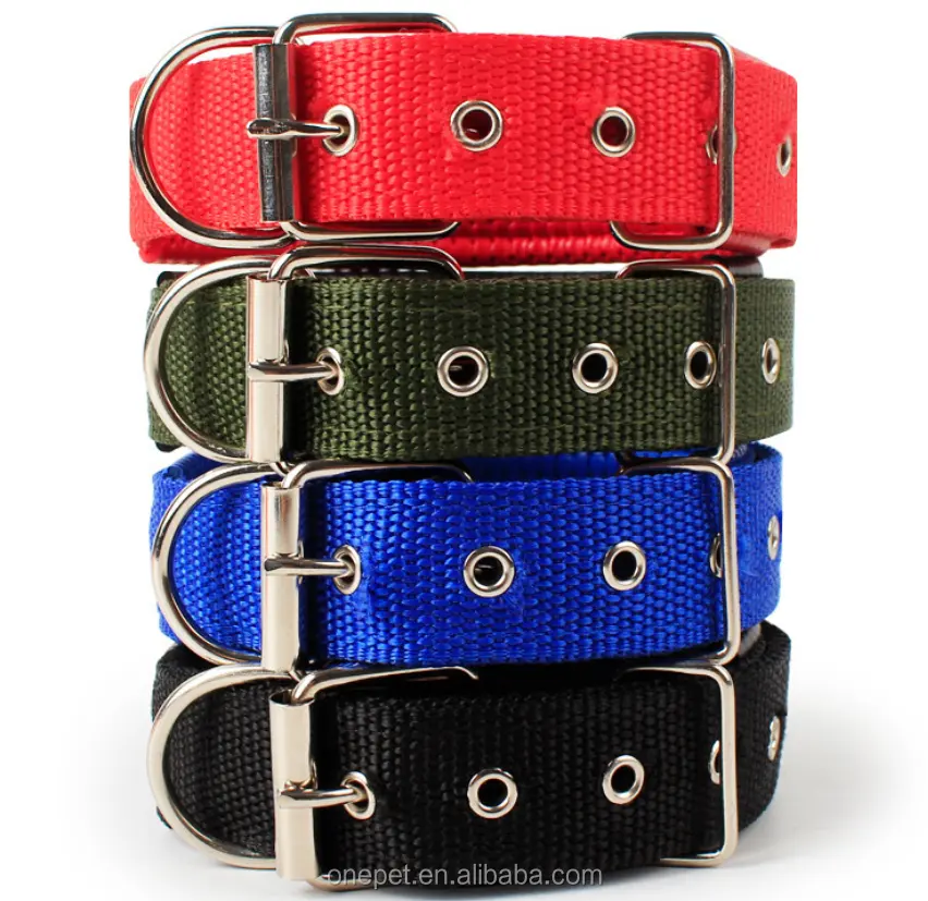 Produttore etichetta personalizzata accessori per collana per animali domestici collare per cani in Nylon regolabile con fibbia in metallo