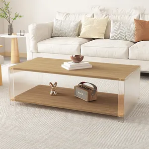 Couch tisch Acrylglas Nordic Wohnzimmer möbel Tee Akzent Runde Gold End Bett Holz Moderne Luxus Side Couch tische Set