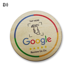 LOGO personalizzato inciso al Laser codice <span class=keywords><strong>QR</strong></span> NTAG213 in legno Google revisione Card Stand NFC Google recensioni schede - Product Image 6