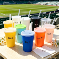 Gobelets jetables en plastique de 12 oz pour enfants, imprimés, avec couvercles, serviettes et pailles inclus – Super résistants et compatibles lave-vaisselle