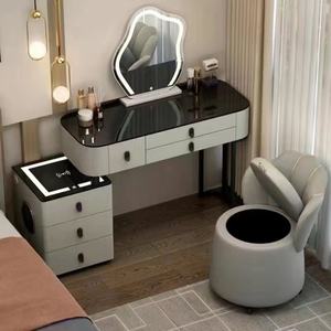 Zxm High Quality Makeup Vanity Set with Wireless Charging Station Mirror and Light <b>Storage</b> <b>Cabinet</b> Suitable for <b>Bedroom</b> Living - Product Image 5