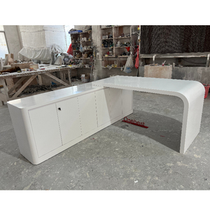 Juego de Muebles de Oficina Móviles en Oferta <span class=keywords><strong>2026</strong></span>, Escritorio Gerencial de Corian, Mesa de Oficina Ejecutiva, Color Blanco - Product Image 4