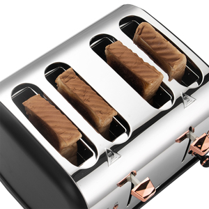 Nouveau grille-pain électrique 4 tranches noir et or avec logo personnalisé, grille-pain rétro pour fromage avec couvercle - Product Image 3